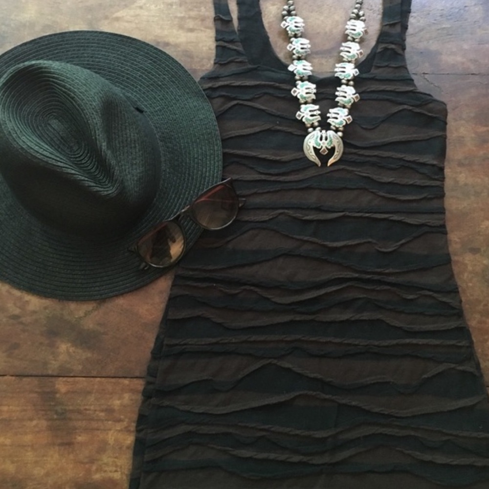 NWOT Free People Textured Bodycon mini dress with square neckline